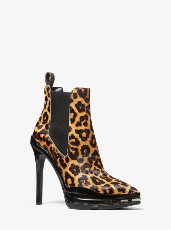 Damske Clenkove Cizmy Michael Kors Keke Extreme Printed Calf Hair Leopardie - Topanky Michael Kors Sleva | OYRVA-3087